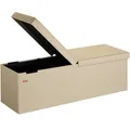Produktbild: Casaria® Sitzbank mit Stauraum, Beige - Faltbar, 115 x 40 x 40 cm, 130L Volumen, bis 300 kg belastbar, gepolstert, Leinen-Optik - Aufbewahrungsbox mit Deckel, Sitztruhe mit Stauraum, Polsterbank