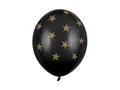 Produktbild: PartyDeco Luftballons mit Sternen 30cm 6er Set - Ballons für Helium oder Luft - Latexballons für Geburtstag Weihnachten Silvester - Ballonset als Weihnachtsdeko Geburtstagsdeko - Schwarz Gold