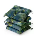 Produktbild: Bjird Wasserdichtes Stuhlkissen 45x45 cm – Gartenkissen für Stühle & Sessel – Dickes Sitzkissen 6 cm – Outdoor Sitzauflage für Gartenmöbel – Wetterfest & Pflegeleicht - 4er Set - Grüne Wiese