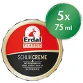 Produktbild: Erdal Dosencreme schwarz, Schuhcreme mit Bienenwachs - nährt und pflegt das Leder, 5er Pack (5 x 75 ml)