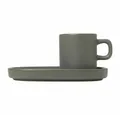 Produktbild: blomus Espressotasse Pilar 2er-Set mit Untertassen Pewter, Keramik