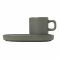 Produktbild: Blomus Pilar Set 2 Espressotassen mit Untertassen Kaffee Tasse Pewter 50ml