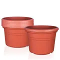Produktbild: BigDean 6X Blumentopf Ø 25 cm Farbe Terrakotta Kunststoff Pflanztopf Containertopf Übertopf Pflanzkübel rund 25 x 18 cm