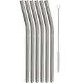 Produktbild: WMF Baric Glasstrohalme-Set 7-teilig, 6 Trinkhalme gebogen mit Reinigungsbürste, umweltfreundlich, Strohhalm wiederverwendbar, für Heiß-/ Kaltgetränke