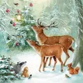 Produktbild: 20 Servietten Forest Celebration - Tiere treffen Reh und Hirsch im Winter 33x33c