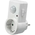 Produktbild: König Design, Zubehör Gebäudesicherheit, Zwischenstecker mit Bewegungsmelder 120° 9m Reichweite 230V/1200W, weiss