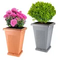 Produktbild: GarPet Pflanzkübel Groß Pflanzkübel Außen Blumenkübel Pyramide Übertopf groß Outdoor Pflanztopf Pflanzkasten Blumentopf mit Untersetzer Rechteckig 60 (grau)