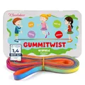 Produktbild: Kleintober I Premium Gummitwist Kinder I mit Anleitung für Spiele I Hüpfgummi I Twister I Indoor und Outdoor Spielzeug I Regenbogen Band I für Mädchen & Jungs I Gummitwist I