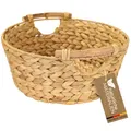 Produktbild: HMF Aufbewahrungskorb rund, Geschenkkorb leer geflochten aus Wasserhyazinthe mit Holzgriffen | 30 x 12 cm