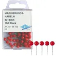 Produktbild: Wedo Markierungsnadeln 56102, rot, 6 mm Kopfdurchmesser, 16 mm Länge, 100 Stück