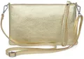 Produktbild: Caspar Kompakte Leder Clutch Damen Umhängetasche Abendtasche mit verstellbarem Schultergurt - CLASSIC LINE - Modell No.834 - Made in Italy, Farbe:gold metallic