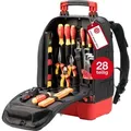 Produktbild: Wiha Elektriker Werkzeugrucksack 27-tlg., mit Elektriker Grundausstattung, stabiler Standboden, mit Laptopfach, Taschen für Zubehör