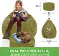 Produktbild: Green Bean® 2er Set Indoor XXL Sitzsack + Pouf mit EPS-Perlen Füllung - Fußhocker Fußkissen Hocker Bodenkissen Liegekissen Sitzkissen Lounge Chair - Grün