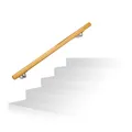 Produktbild: Relaxdays Handlauf Holz, Buche, 1000 mm/100 cm/1 m, Wandhalterung, mit Dübeln, rustikal 42 mm Durchmesser, natürlich
