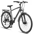 Produktbild: Licorne Bike Premium Touring Trekking Bike in 28 Zoll Aluminium Scheibenbremse Fahrrad für Jungen, Mädchen, Damen und Herren - 21 Gang-Schaltung - Mountainbike - Crossbike (Herren, Titanium)