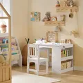 Produktbild: SoBuy Kindertisch mit 1 Stuhl Kindersitzgruppe mit 1 Papierrollenhalter Kinder Tisch Stuhl Set Spieltisch für Kinderzimmer Maltisch Weiß KMB60-W - Weiß