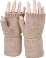 Produktbild: styleBREAKER Damen Fingerlose Strickhandschuhe Einfarbig mit Bund, warme Winter Handschuhe 09010052, Farbe:Hellbraun meliert