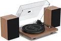 Produktbild: 1 by ONE HiFi Bluetooth Plattenspieler mit USB-Anschluss MM System 33/45 U/min Auto-Stopp und Phono-Vorverstärker Riemenantrieb Vinyl Record Player mit 2 Lautsprechern