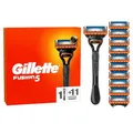Produktbild: Gillette Fusion5 Rasierer für Männer, 1 Gillette Rasierer, 11 Ersatzklingen, Mit Gleitstreifen für ein sanftes Gleiten und 5 Klingen für eine gründliche, langanhaltende Rasur