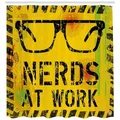 Produktbild: Abakuhaus Duschvorhang Moderner Digitaldruck mit 12 Haken auf Stoff Wasser Resistent Breite 175 cm, Höhe 200 cm, Retro Nerds at Work Grungy gelb|grün|schwarz 175 cm x 200 cm