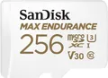 Produktbild: SanDisk MAX ENDURANCE microSDXC Speicherkarte mit Adapter 256 GB (100 MB/s, V30)