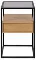 Produktbild: ACTONA GROUP Nachttisch Randolf, Nachtschrank, skandinavisches Design, gehärtetes Rauchglas, Schublade in Holzoptik mit Push-to-Open-Funktion, Stahlbeine, B: 40 cm