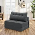 Produktbild: Hommpa Faltbares Schlafsofa 180×100cm Twin- Klapp-Sofa Bett mit Kissen, dichter Schaum, Liege/Stuhl für Wohn- & Schlafzimmer, Gäste, Grau
