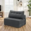 Produktbild: Hommpa Faltbares Schlafsofa 180×100cm Twin- Klapp-Sofa Bett mit Kissen, dichter Schaum, Liege/Stuhl für Wohn- & Schlafzimmer, Gäste, Grau - Dunkelgrau
