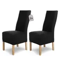 Produktbild: SCHEFFLER-Home Stuhlhussen Stretch Luna-Lang/Stuhlüberzug 2er Set Schwarz/ela...