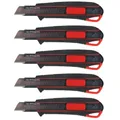 Produktbild: Würth 5x 2K Cutter-Messer mit Schieber, Silber,schwarz,rot, Kunststoff, Edelstahl, 625 Gramm, 17,78 cm, modern, ergonomic, robust, hochwertig, 2077031031