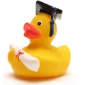 Produktbild: lustige Akademiker Badeente mit Diplom - Quietscheentchen mit Doktorhut - Geschenk bei Prüfungen Abschlussfeier Uni Universität Hochschule