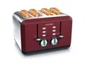 Produktbild: Arendo Toaster 4-Schlitz im Edelstahlgehäuse für 4 Scheiben, extrabreite Röstschlitze, leichte Reinigung, Rot