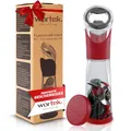 Produktbild: wortek Flaschenöffner mit Auffangbehälter Bieröffner Geschenke für Männer Weihnachtsgeschenke für Männer Geschenke Kleinigkeit Wichtelgeschenk für Männer Geschenke für Papa Geschenk Weihnachten Rot