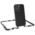Produktbild: Hülle mit Band für Apple iPhone 15 Pro Handykette Karabiner Silikonhülle Schwarz