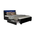 Produktbild: Juskys Polsterbett Lyon 140x200 cm mit Bettkasten, LED Beleuchtung, Lattenrost & Kunstleder, schwarz, Bett Bettgestell Einzelbett Jugendbett