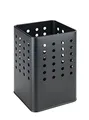 Produktbild: WENKO Utensilienhalter Mod. Silio, praktischer Halter für Küchenutensilien aus pulverbeschichtetem Metall in moderner, eckiger Form mit Lochmuster, (B x H x T): 11,5 x 16,5 x 11,5 cm, Schwarz matt
