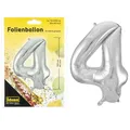Produktbild: Idena Folienballon Zahl 4 silber 76x100cm - 38229