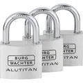 Produktbild: Burg-Wächter Vorhängeschloss Alutitan Trio 770, 40mm, 4 Schlüssel, gleichschließend und wetterfest, 3 Stück