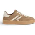 Produktbild: Tamaris Damen-Sneaker aus taupefarbenem Leder mit weißen Streifen