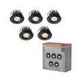 Produktbild: Osram Mini Spot LED Einbaustrahler 6W Schwarz IP44, 5er Set Deckenspot 42mm 450lm, Bad Küche warmweiß 3000K