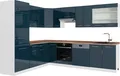 Produktbild: Vicco Eckküche Fame-Line, 227 x 287 cm , AP Eiche, Dunkelblau Hochglanz/Weiß