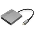 Produktbild: DIGITUS USB-C - 2x HDMI Adapter, 18 cm 4K/30Hz, Silber, Aluminium Gehäuse