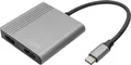 Produktbild: Digitus DA-70828 HDMI / USB-C Adapter [1x USB-C - 2x HDMI-Buchse] Schwarz Geschirmt, Rund 0.18m