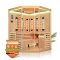 Produktbild: Artsauna Infrarotkabine Kiruna150 mit 8 Vollspektrum- & 1 Flächenstrahler, 3 Personen, 150 x 150 cm, LED Farblicht & Glasfront, Infrarotsauna Sauna