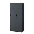 Produktbild: Jan Nowak Spind Schrank, Kleiderschrank, Metallschrank, Schließfachschrank | 2 Abteile mit Kleiderstange, Lüftungsschlitze, Trennwände, 4 Kleiderhaken pro Abteil | 180 cm x 80 cm x 50 cm (Anthrazit)