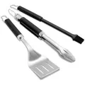 Produktbild: Premium Grillbesteck, 3-teilig edelstahl/schwarz, Wender, Grillzange und Pinsel