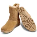 Produktbild: VITAFORM Lammfellstiefel Veloursleder | Flauschige und wärmende Boots für Damen I Bequem auch für breite Füße I Winterboots in tollen Farben Camel, 38