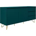 Produktbild: SalesFever Sideboard aus MDF | 2 Türen und 3 Schubladen | Beine Metall mit Messinglegierung | B 150 x T 40 x H 70 cm | blau