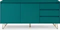 Produktbild: SalesFever Sideboard aus MDF | 2 Türen und 3 Schubladen | Beine Metall mit Messinglegierung | B 150 x T 40 x H 70 cm | blau