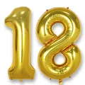 Produktbild: AULE Luftballon Zahl 18 Gold: XXL 101 cm Zahlen Folienballon Geburtstag Gold 81 Jahre 40 Zoll Helium Ballon Kinder Junge Mädchen Zahlenballon für Babyparty Jubiläum Deko